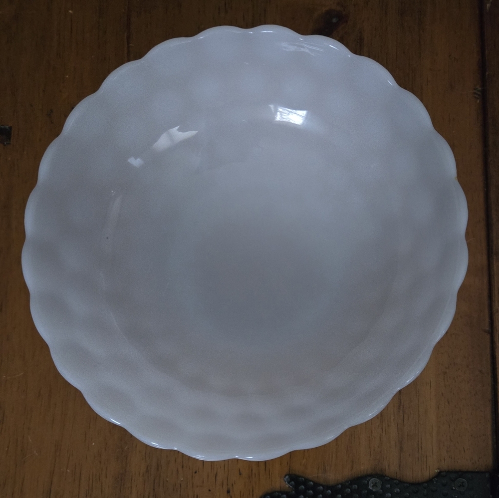 Milk Glass Bubble Bowl 8"